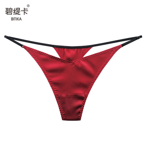 桑蚕丝中腰性感内裤女无痕丁字裤
