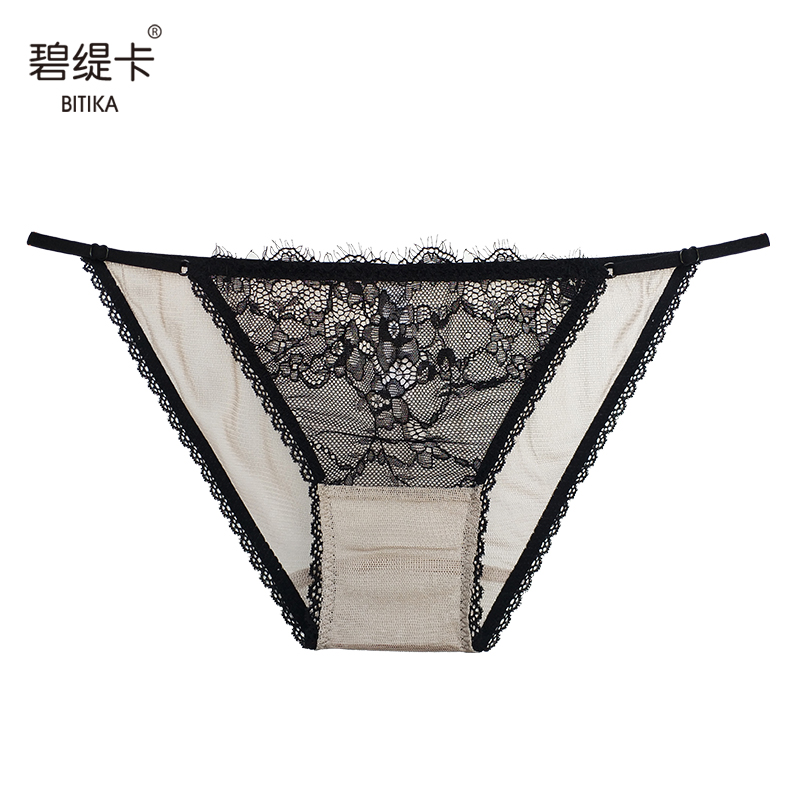 真丝性感女士内裤透明网纱三角裤