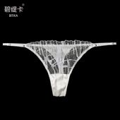 头无痕刺绣蕾丝t裤 通用小裤 女内一根带透明四季 桑蚕丝性感丁字裤