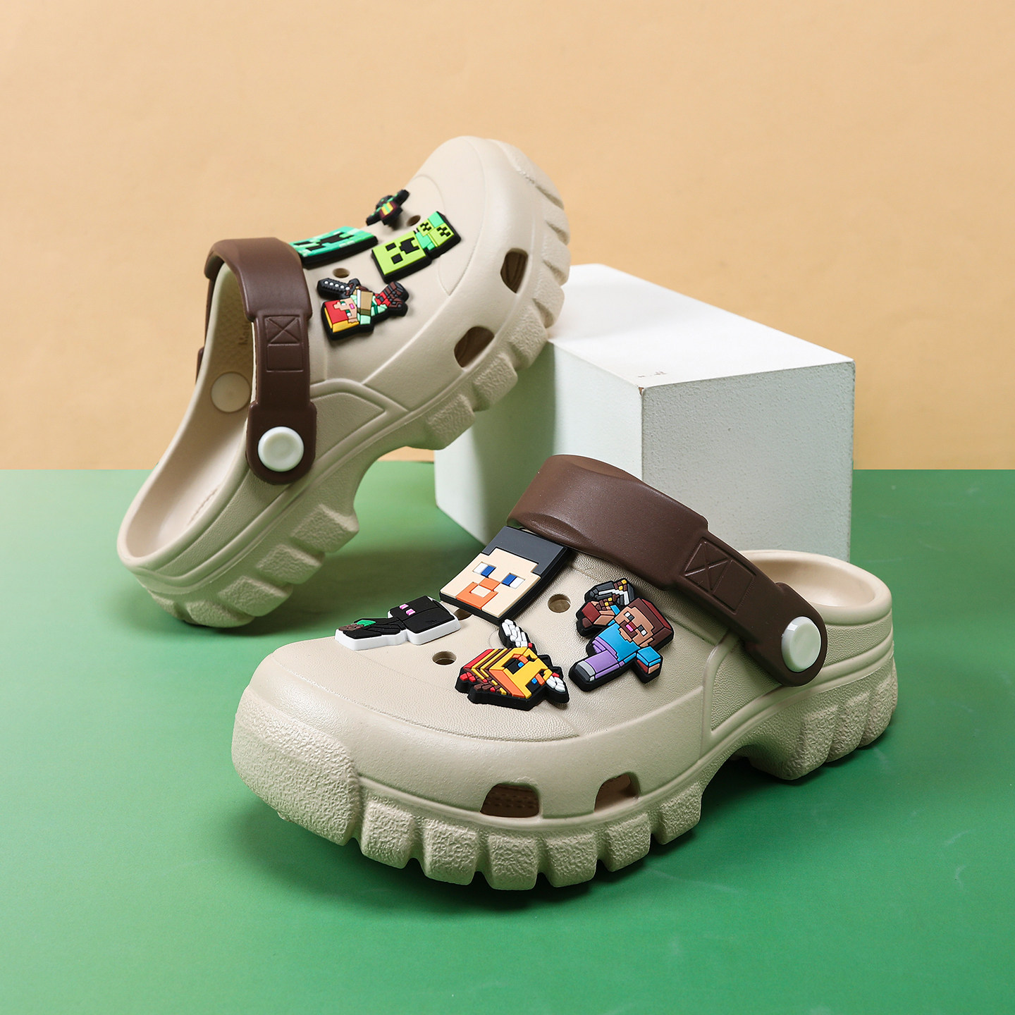 我的世界儿童洞洞鞋男童拖鞋夏季新款防滑软底小孩凉鞋男孩沙滩鞋