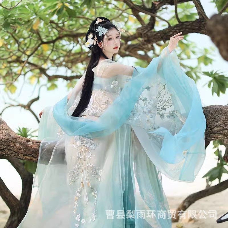 原创汉服女唐制超仙垂樱齐胸诃子裙重工刺绣大袖衫古风春夏套装