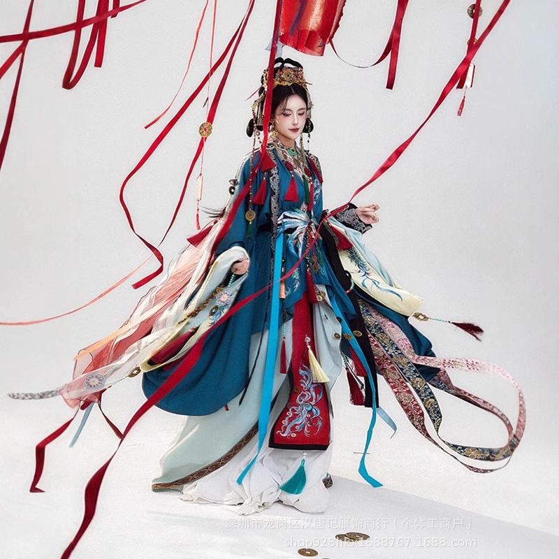 汉服新款女天官赐福重工绣花战国袍直裾魏晋制广袖交领齐腰神仙服