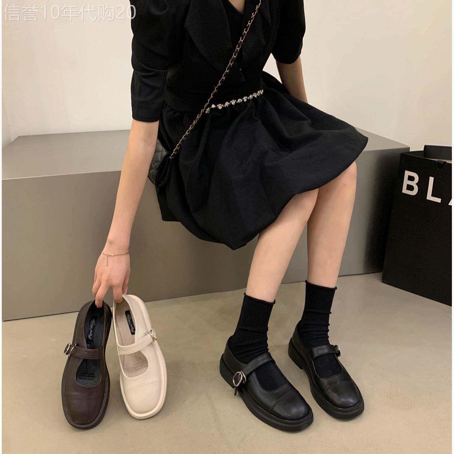 潮牌复古玛丽珍单鞋女学生春秋新款厚底圆头百搭学院风英伦小皮鞋