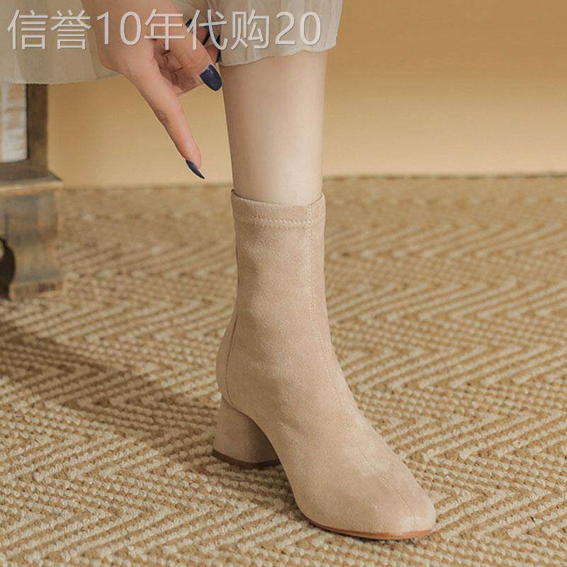裸色马丁靴女2025年秋冬新款冬季加绒切尔西显瘦短靴英伦风女靴子
