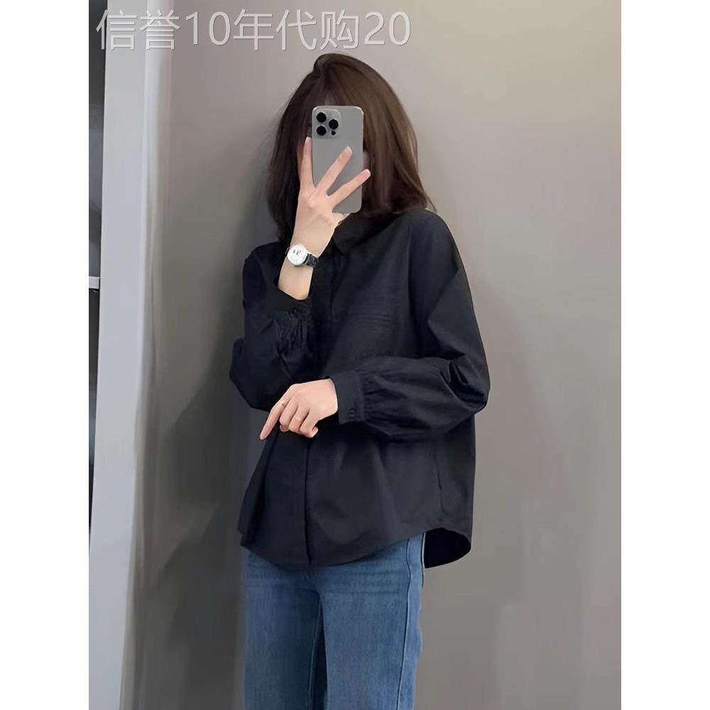 黑色衬衫女长袖秋冬加绒加厚2025新款高级感减龄洋气衬衣外套上衣