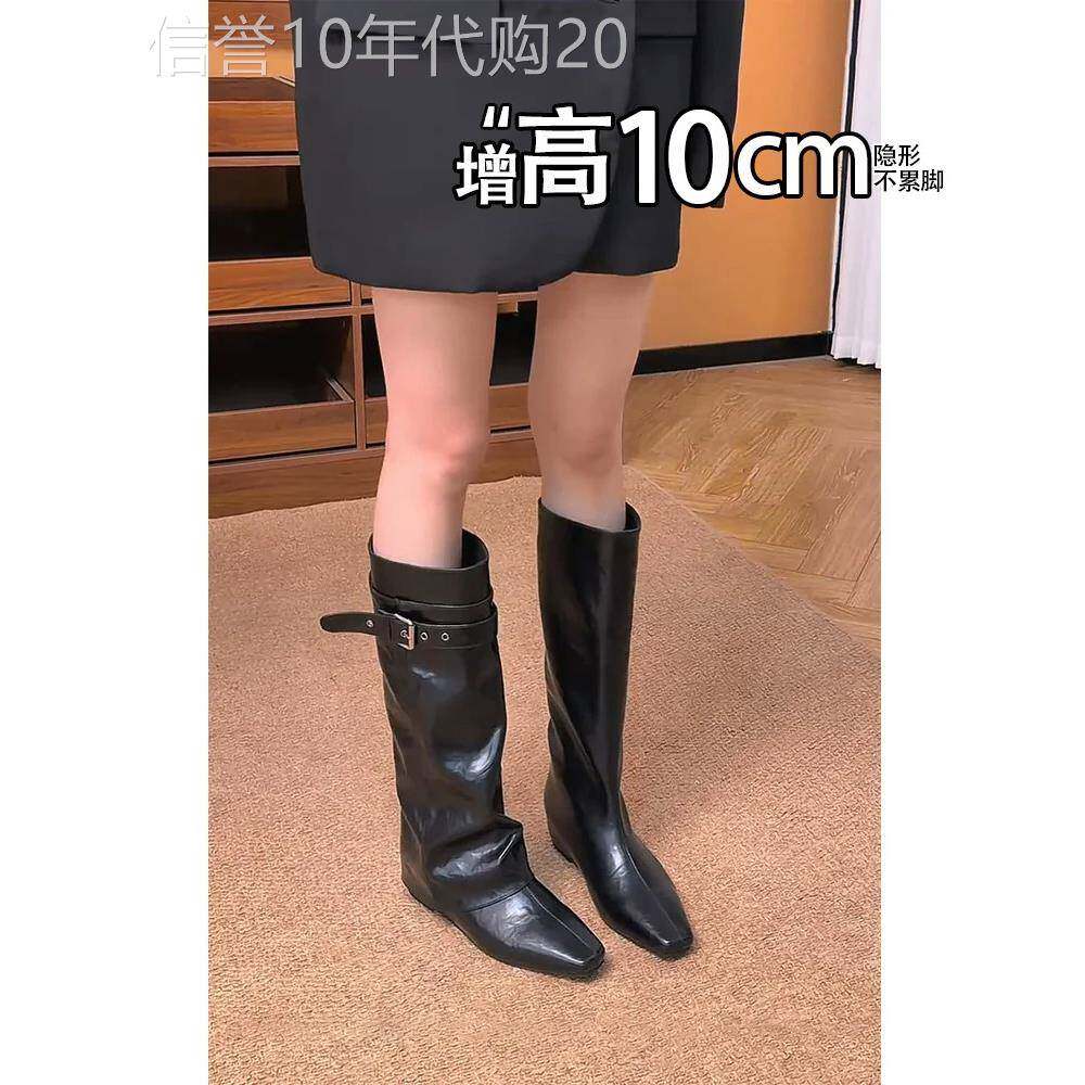内增高两穿裤管靴子女款2026秋冬新款可拆卸长筒靴厚底骑士长靴子