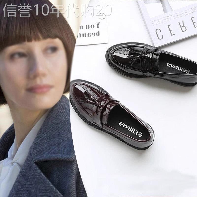 英伦风小皮鞋女春秋季2025新款复古平底漆皮单鞋子工作软底乐福鞋