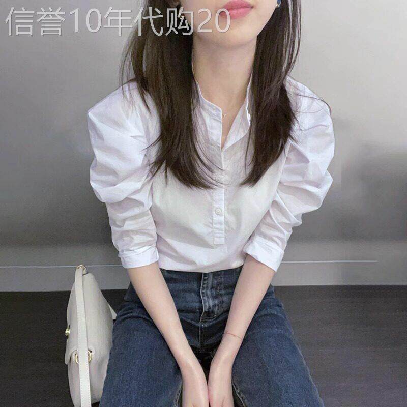 白衬衫春季新款女装今年流行漂亮上衣洋气减龄小众设计泡泡袖衬衣