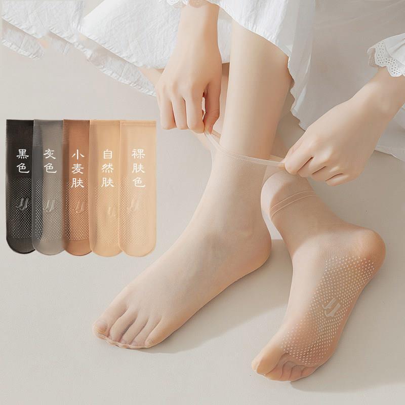 丝袜女短袜夏季薄款防勾丝防滑透明短筒耐磨无痕裸感隐形水晶丝袜