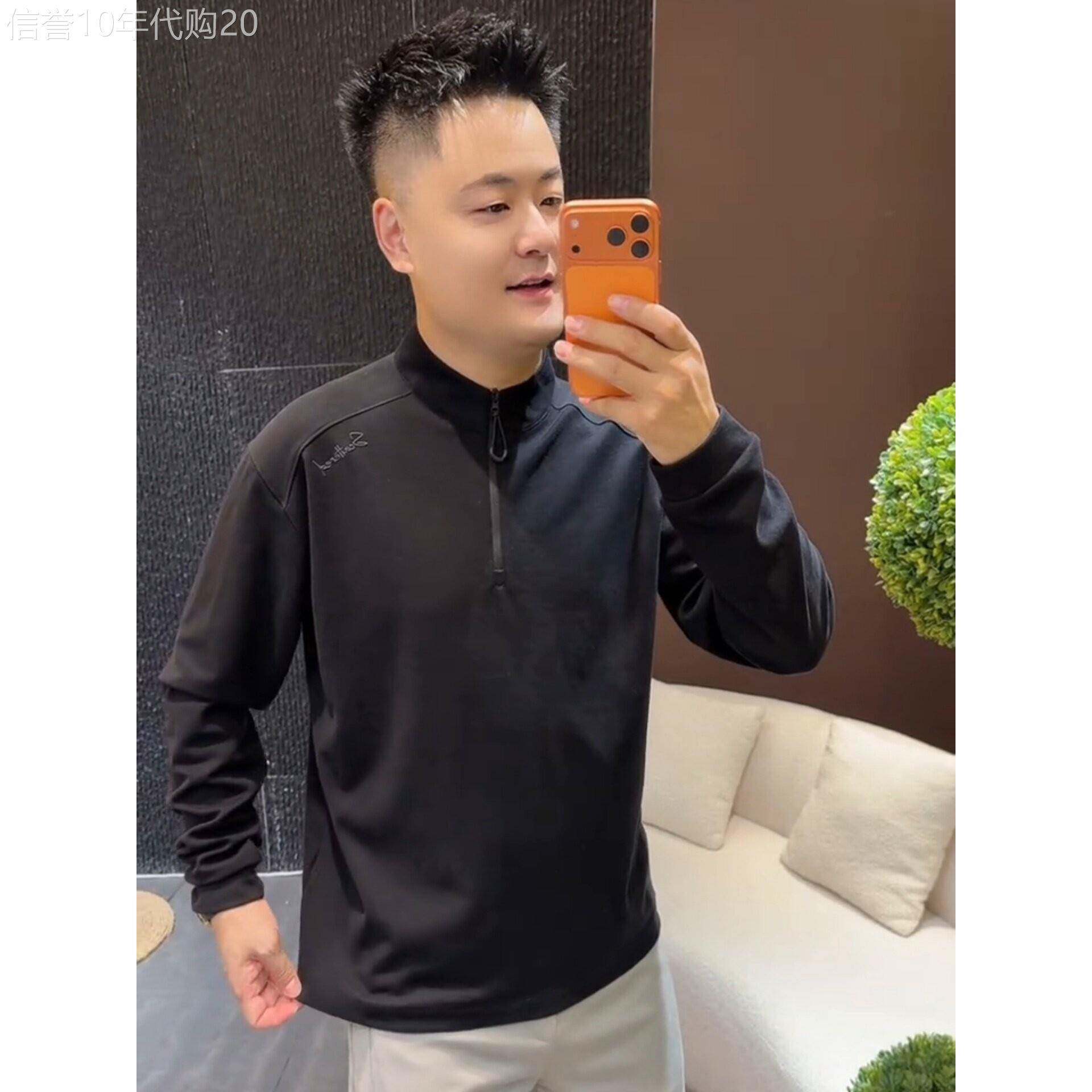 潮牌秋季新款半拉链圆领卫衣男士时尚刺绣长袖舒适宽松休闲打底衫