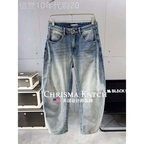 出口美国⭐Chrisma Katch~直筒弯刀裤男立体剪裁痞帅水洗牛仔裤