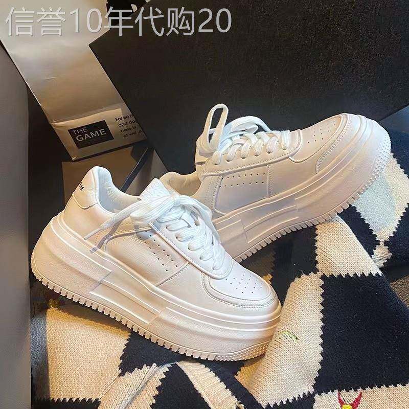 潮牌厚底真皮小白鞋女2026年春季新款内增高松糕网面休闲百搭板鞋