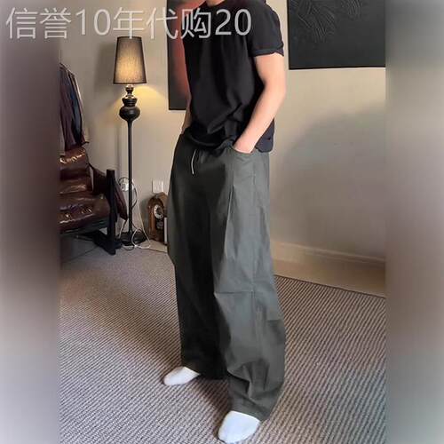 高端美式cleanfit弯刀阔腿裤男夏季覆古速干 干伞兵工装裤薄款直