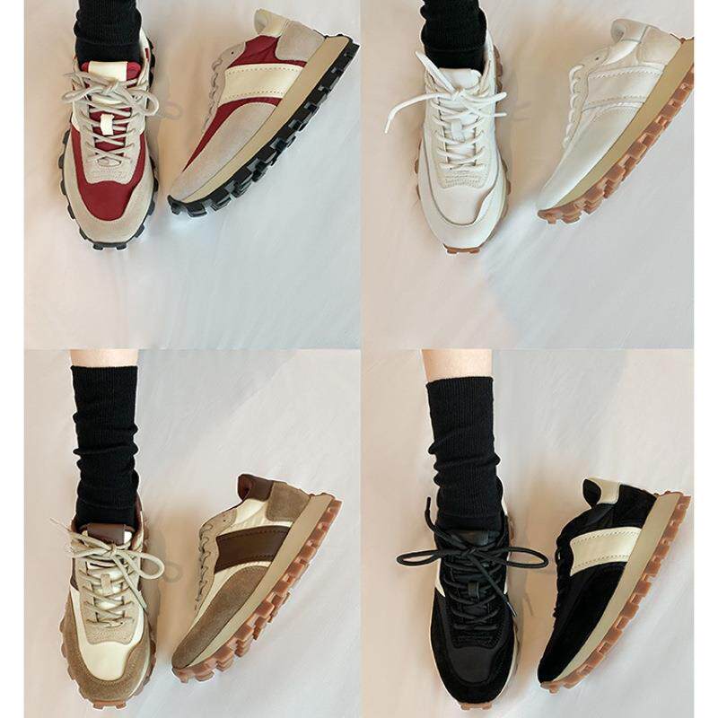 香港真皮阿甘鞋新款复古德训鞋女厚底增高老爹鞋美拉德运动休闲鞋