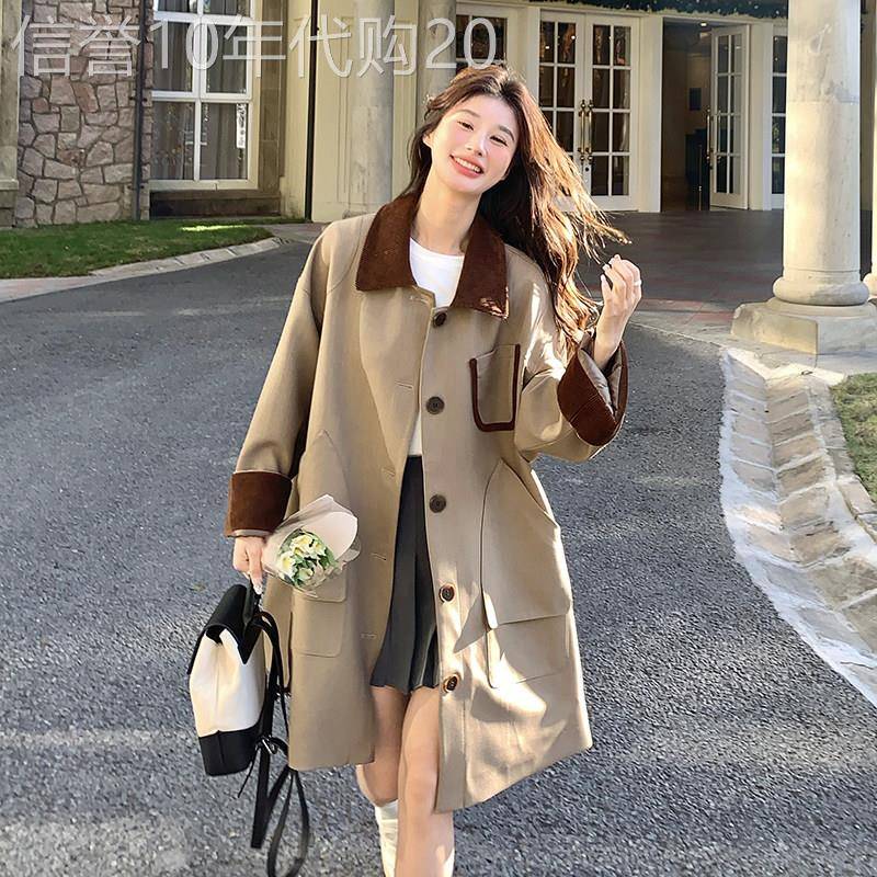 日系卡其色风衣外套女中长款宽松2025秋季新款英伦风小个子学生
