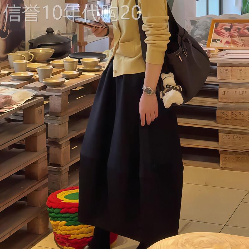 黑色半身裙2025秋季新款女装时尚洋气流行感高腰显瘦宽松A字半裙