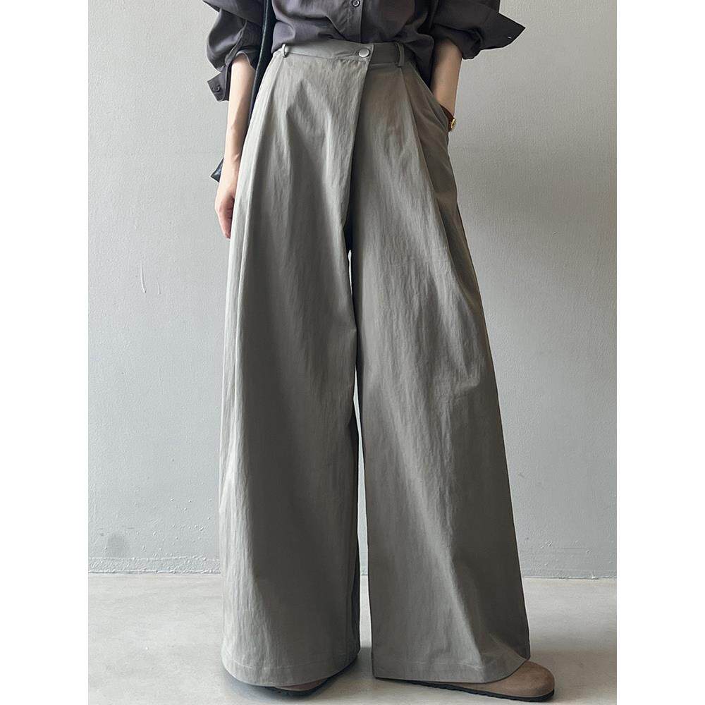 高级感高腰阔腿裤女宽松显瘦慵懒风山本风直筒休闲裤垂感拖地长裤