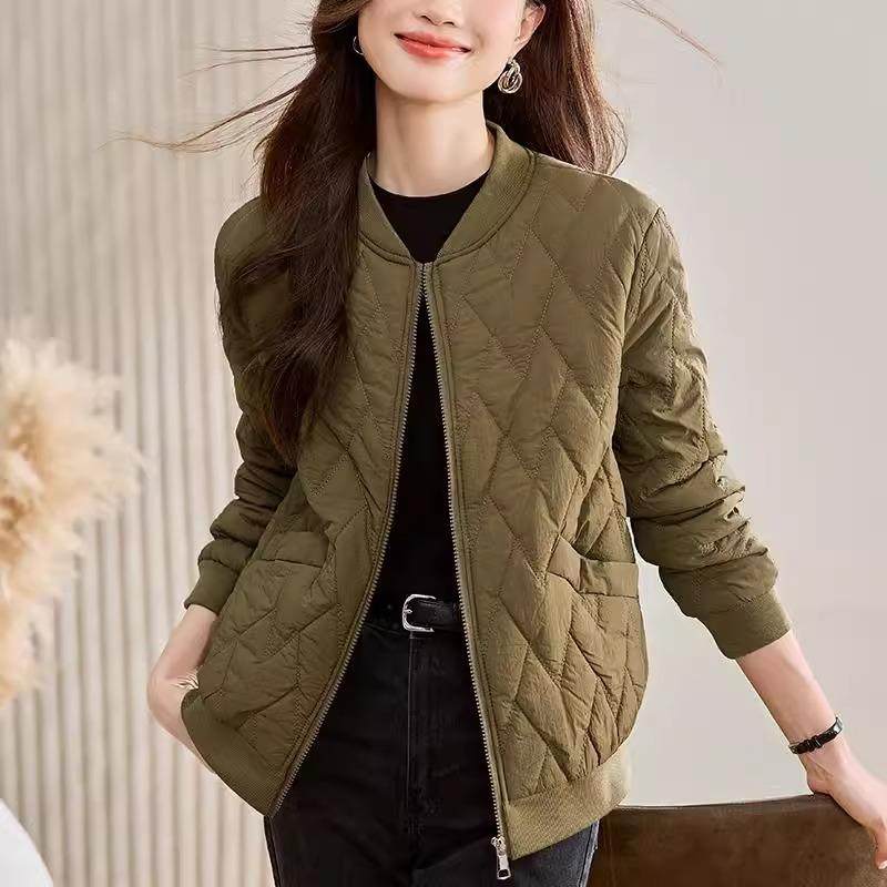 短款夹棉外套2025女秋冬时尚洋气中年妈妈轻薄百搭圆领棒球服棉服