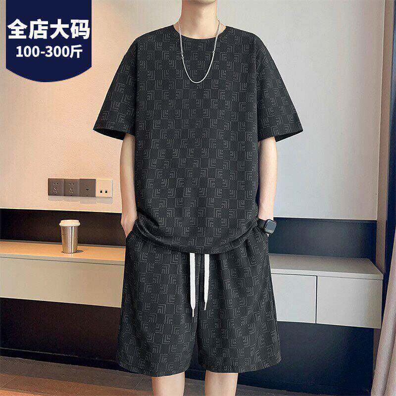 高端品牌可外穿家居服男款夏季夏天莫代尔短袖短裤加大码睡衣裤套