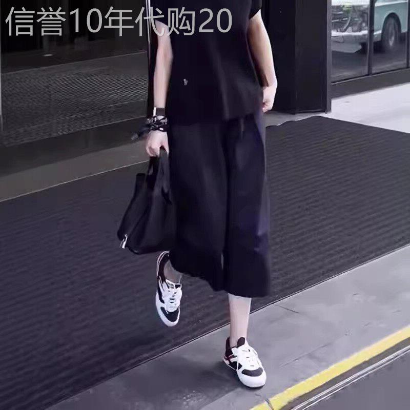 黑色休闲裤女夏季薄款2026新款高腰大尺码胖mm显瘦小个子七分裤裙