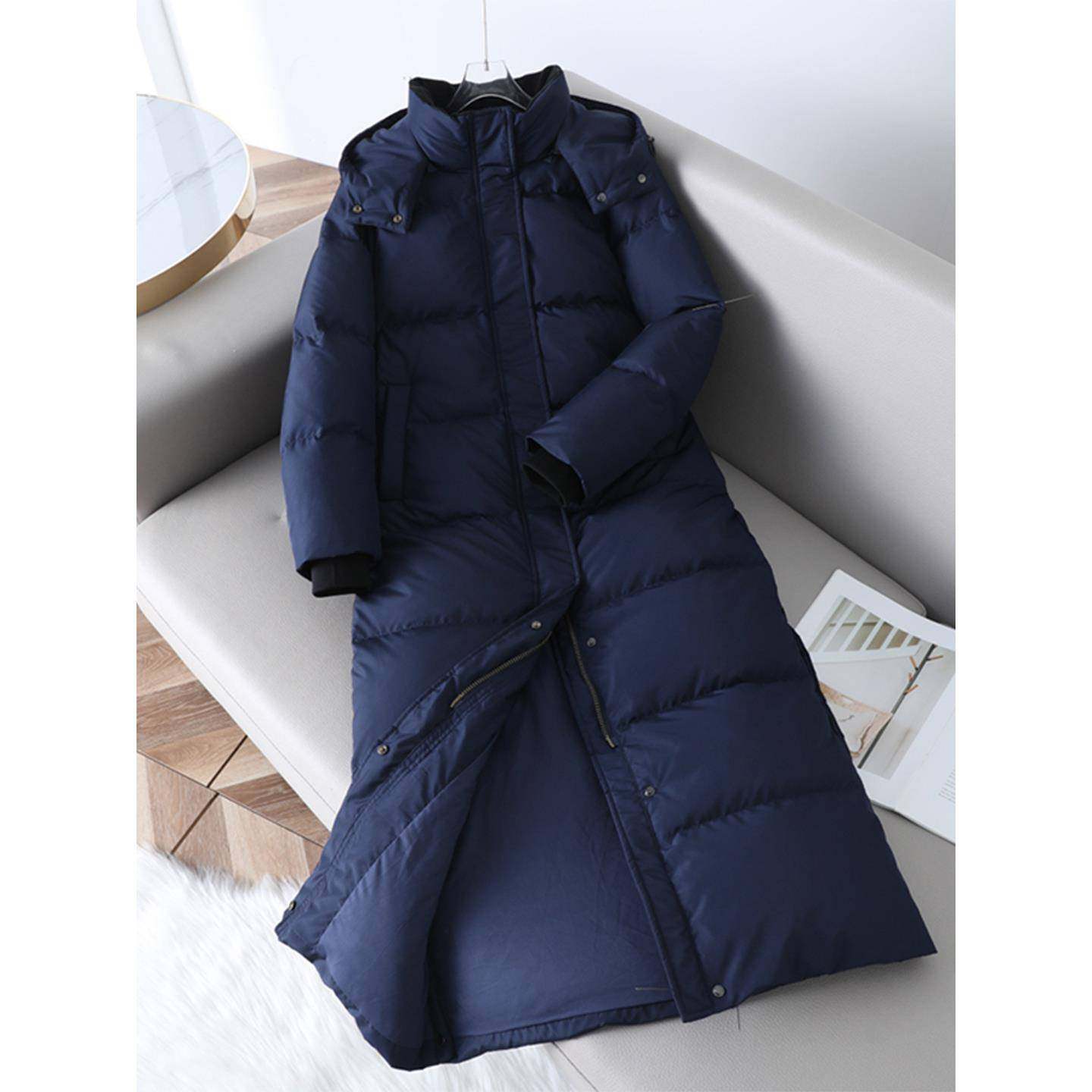 韩版宽松加长到脚踝鹅绒服女过膝加厚羽绒服抗寒高端中长款上衣