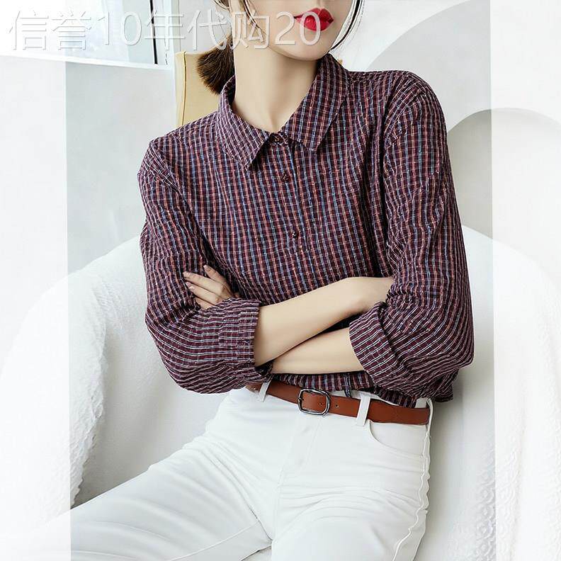 红色格子衬衫减龄超好看2026春季新款女时尚别致上衣衬衣百搭宽松