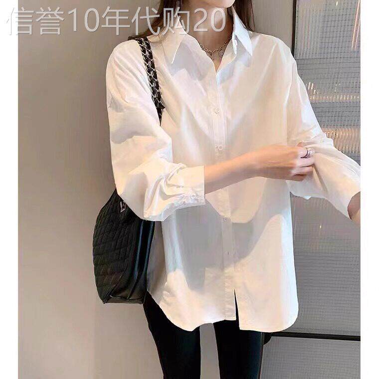 纯棉长袖白衬衫女士春秋新款设计感小众时尚洋派上衣百搭休闲衬衣