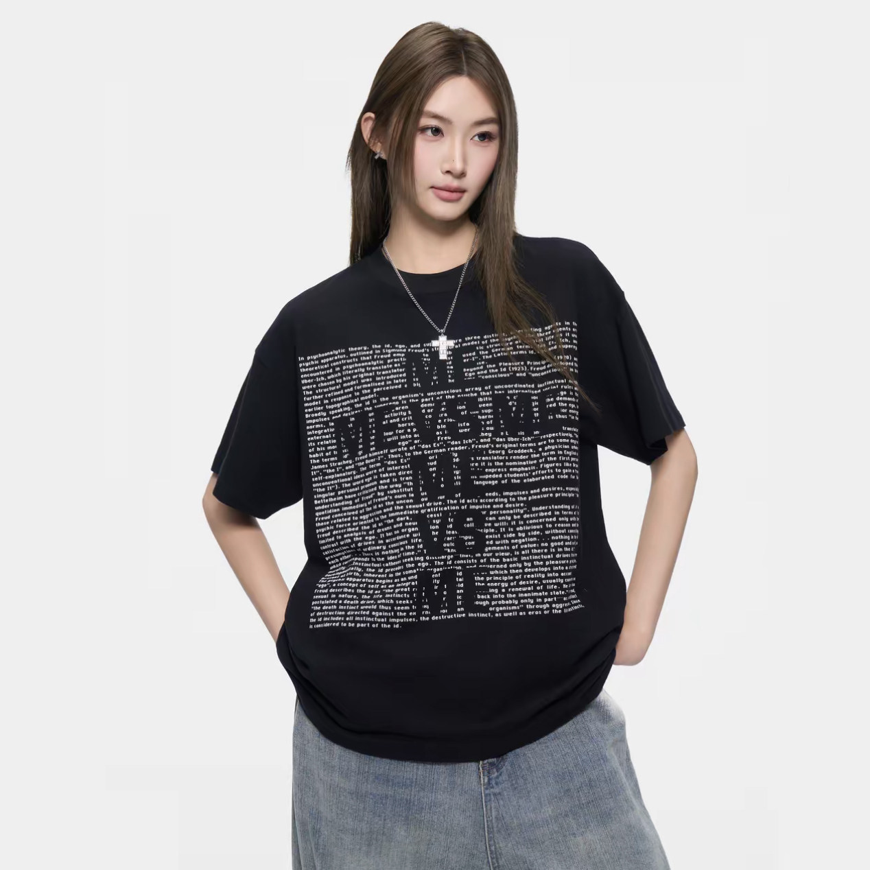 「陈泽同款」ME VS ME故障文字小众情侣男女同款休闲印花短袖上衣