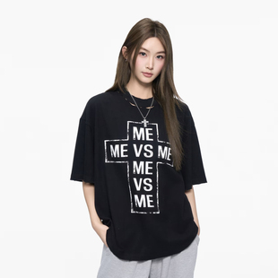 「陈泽同款」ME VS ME 大破坏印花小众情侣男女T恤休闲短袖上衣