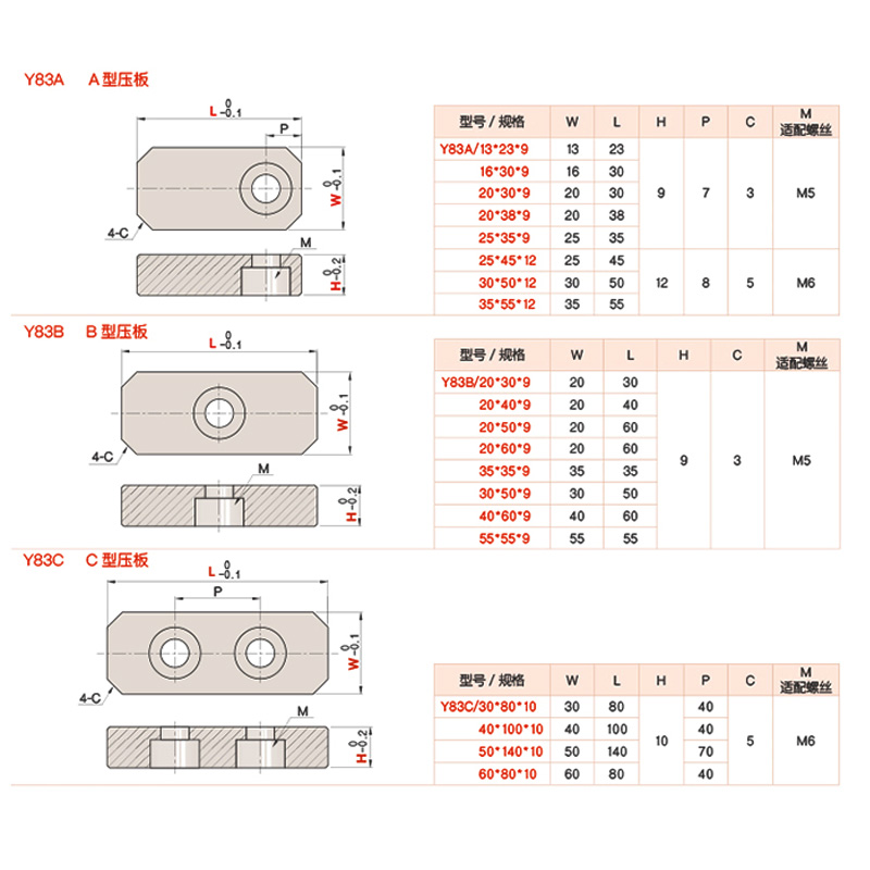 Y831模具司筒针小压板Y83A压块挡E板斜导柱推管水口勾针通用压片