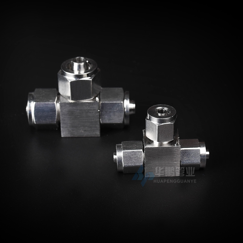 304/316不锈钢快拧三通锁母式PU管尼龙管四氟软管气管快速T型接头