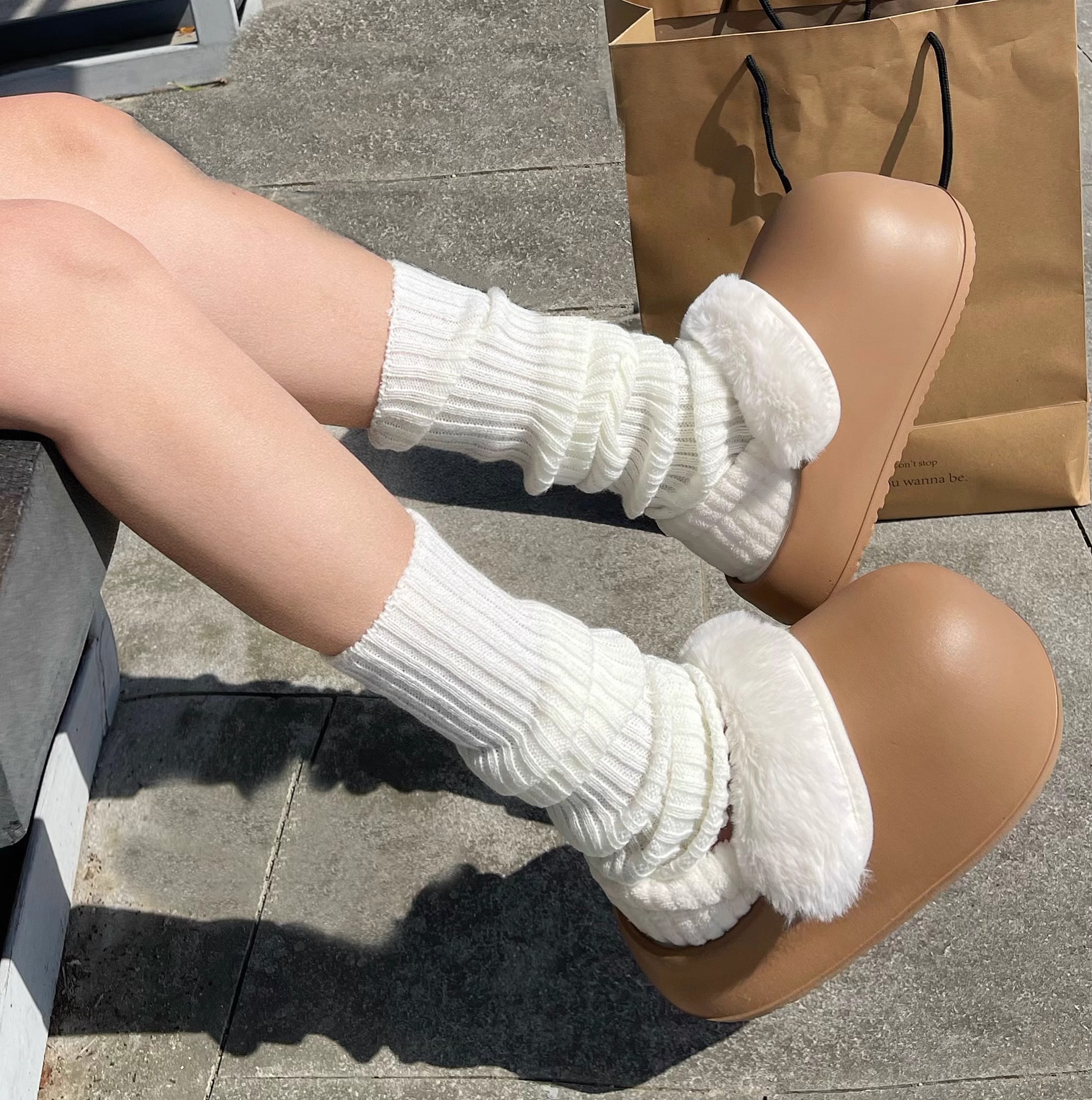 网红毛绒厚底防水棉拖鞋女冬季外穿防滑包跟家居室内保暖棉鞋女款