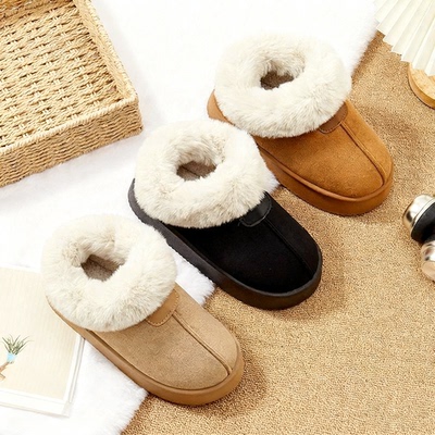 踩屎感棉拖鞋女款冬季2025新款厚底包跟保暖加绒毛毛棉鞋女士外穿