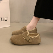 春秋厚底加绒全包豆豆勃肯鞋 保0128n 一脚蹬博肯鞋 女2026冬季 新款