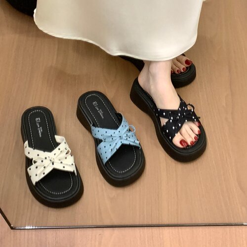 巨好看厚底百搭波点蝴蝶结凉拖鞋女夏外穿2026新款凉鞋时尚0509k