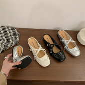 春夏配裙子凉拖单鞋 女外穿2026新款 厚底增高玛丽珍包头半拖鞋 法式