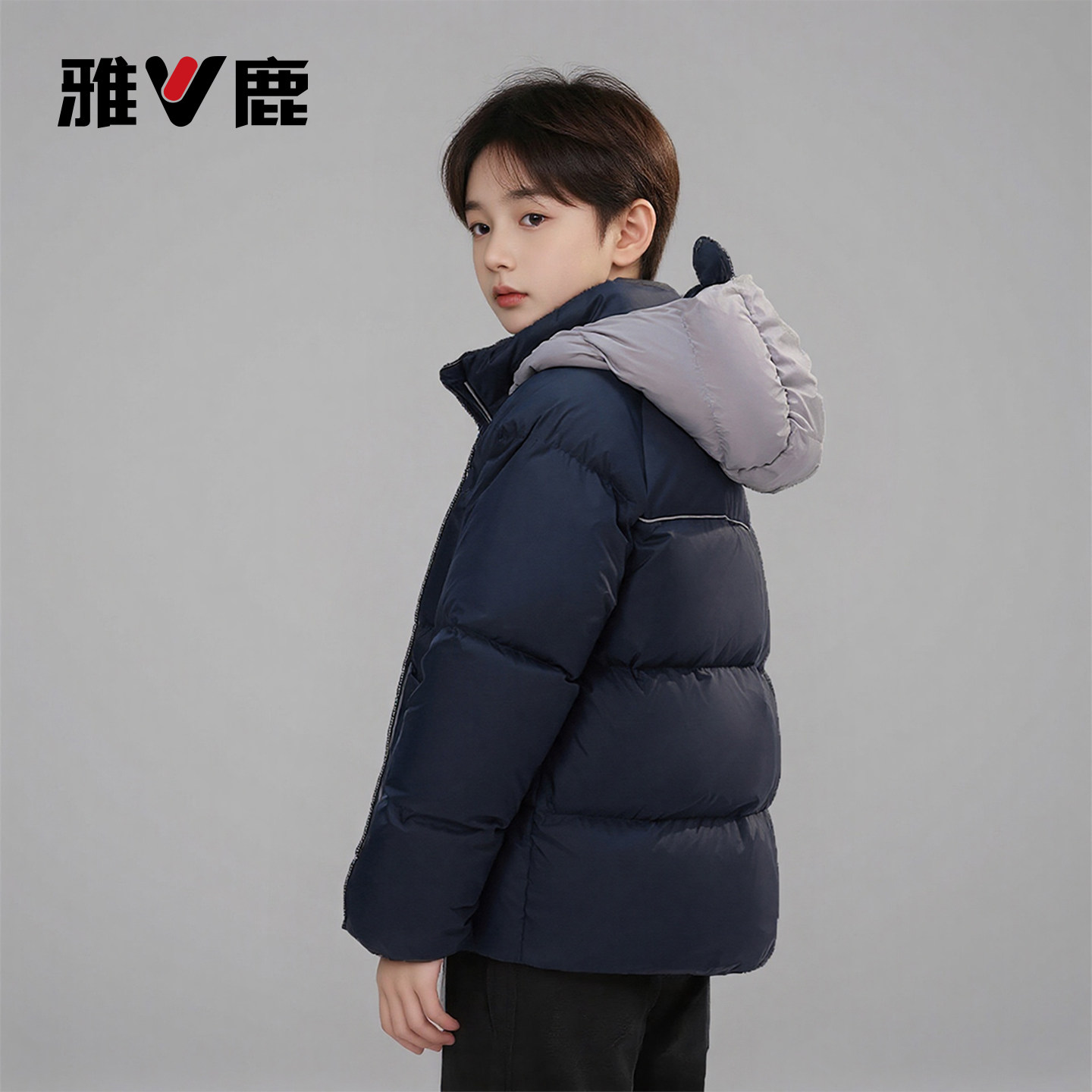 雅鹿儿童短款加厚羽绒服