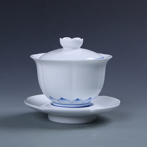 手绘青花白瓷中式功夫茶