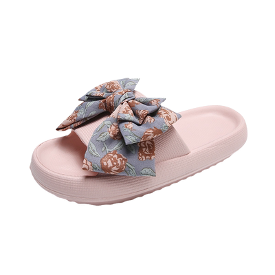 厚拖时尚碎花松糕底蝴蝶结凉拖鞋