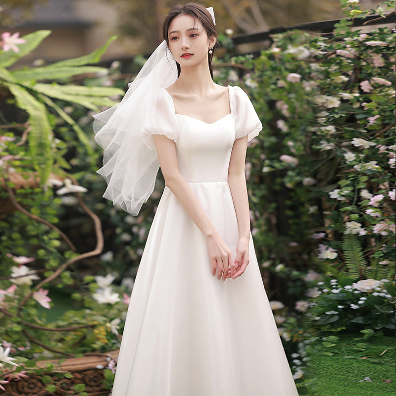 法式小礼服轻婚纱2026新款新娘森系超仙简约出门纱领证登记小白裙