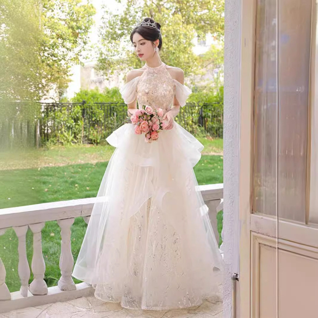 香槟色晚礼服裙女2025新款轻奢小众高端订婚敬酒服公主超仙高级图片