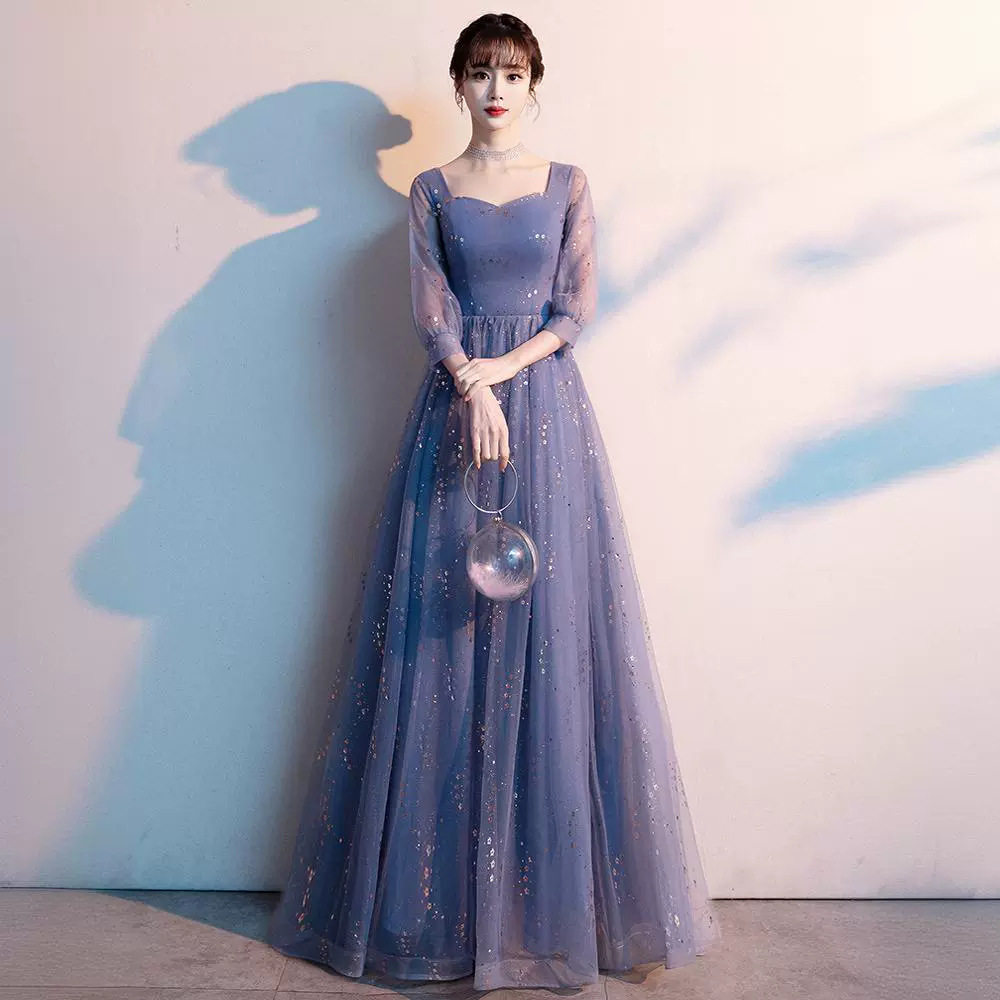 晚礼服女2026新款秋季优雅宴会气质仙气长裙大合唱主持人晚礼服裙图片