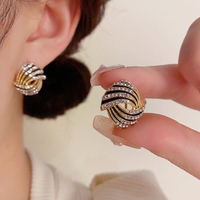 铜合金锆石耳饰 s925银针A2气质轻奢冷淡风耳钉小众设计时尚百搭