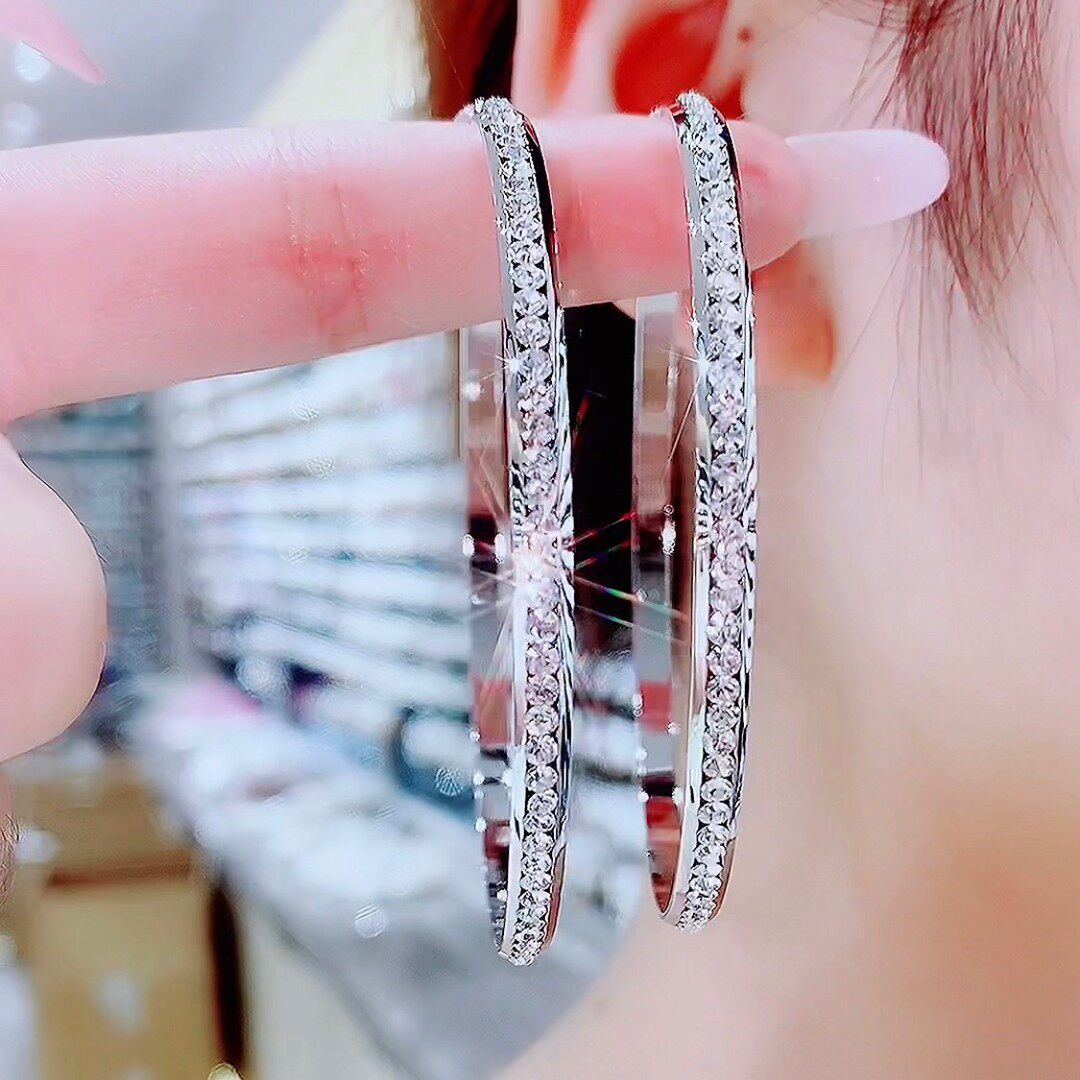 铜合金合成锆石耳饰 413-时尚潮流简约个性气质轻奢港风大耳圈