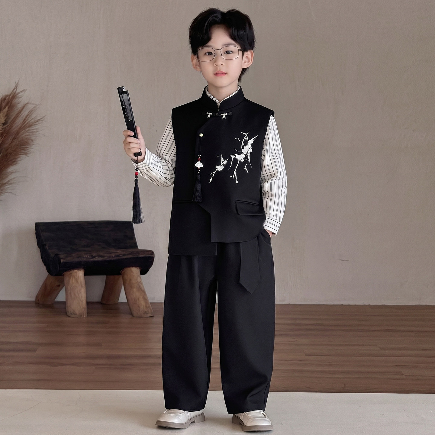 男童新中式立领唐装演出服