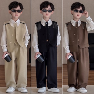 男童西装套装儿童高级感小主持人礼服2026春款帅气婚礼花童西服潮