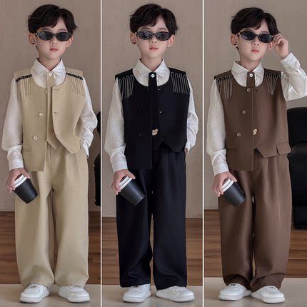 男童西装套装儿童高级感小主持人礼服2026春款帅气婚礼花童西服潮