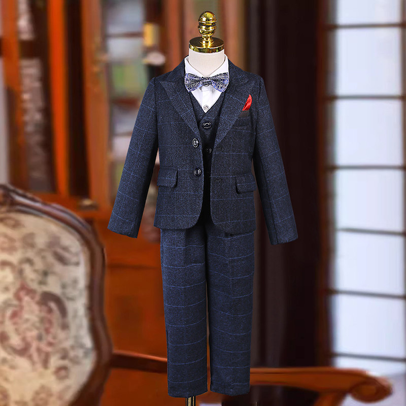 儿童西装套装男童新款秋冬主持人花童礼服英伦钢琴演出服男孩西服