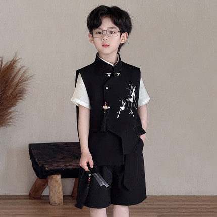 儿童新中式礼服2026夏装国风小西服套装中大童帅气花童主持人演出