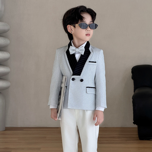 高端男童生日宴会小西服正装 帅气儿童英伦风小主持人钢琴演出西装